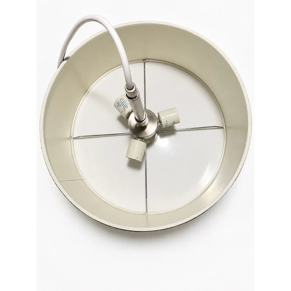 Vintage MCM Drum Pendant Light Olive Green Retro Ceiling Fixture